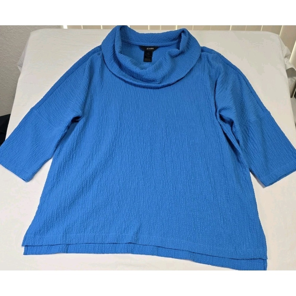 Ali Miles Women's Large Blue Top Cowl Neck